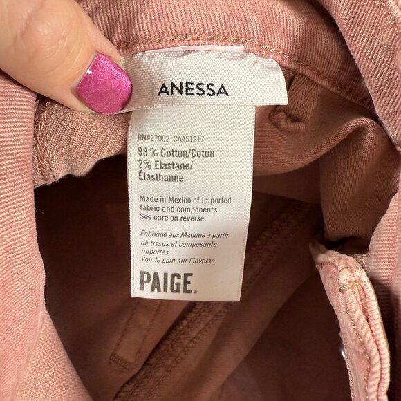 Paige Anessa High Rise WIde Leg Rose Blush Womens 29 Petite Pink Button Fly - Picture 7 of 11